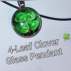 Green Clover inside Glass Pendant